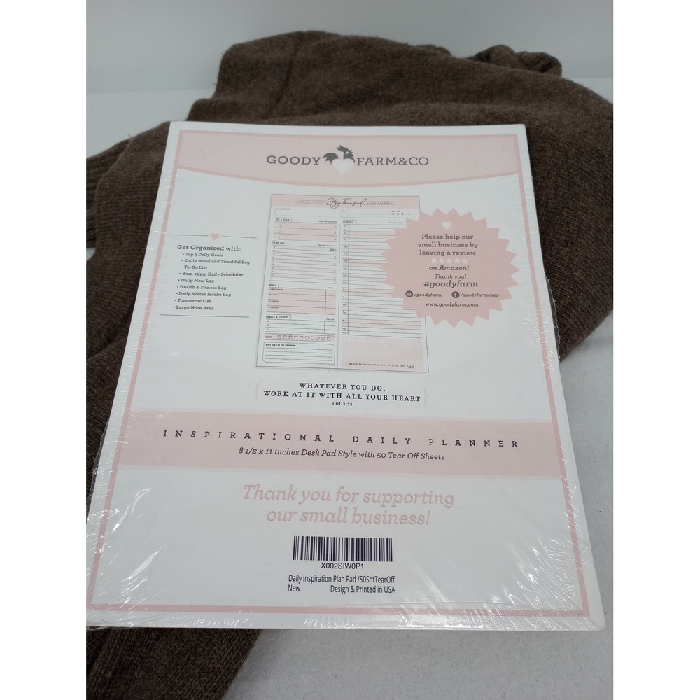 Goody Farm & Co Daily Planner Desk Pad 8.5x11 Pink Tear Off Sheets Stay Focused